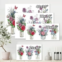 DesignArt 'Транспарентни вазни со букети со диви цвеќиња I' Farmhouse Canvas Wall Art Print