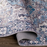 Уметнички ткајачи Ирис Апстрактна област килим, темно сина боја, 7'6 9'6