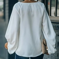 Женска Секојдневна Мода Лабава В-вратот Чипка Шиење Долги ракави Пуловер Врвови Hot8sl4870361