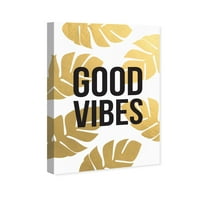 Винвуд студио типографија и цитати wallидни уметности платно печати „Добри вибрации“ мотивациони цитати и изреки - злато, бело