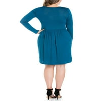 Облека за удобност, женски плус големина, обичен фустан со долги ракави, плетенка