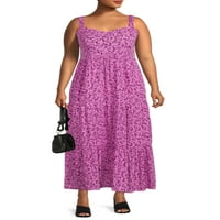 Terra & Sky Women's Plus Plus Size Tiered Maxi фустан