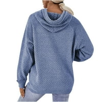 Зашеметени Дами Мода Еднобојна Качулка Пуловер Секојдневен Џемпер Врвни Жени