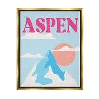 Stuple Industries Aspen Snowy Mountain Peak Graphic Art Metallic Gold што лебди врамени платно печатење wallидна уметност, дизајн