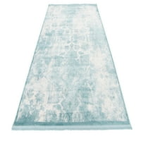 Уникатен разбој во затворен правоаголен потресен традиционален површина килими сино бело, 5 '8' 0