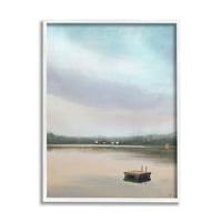 Sumbell Industries Lone Sloating Dock Serene Lake View Pastel Sky сликарство бело врамено уметничко печатење wallид уметност,