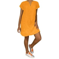 јинго женска мода лабава слободно време в-јака кратки ракави летни фустани