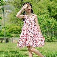 Девојки Мали Фустани Лето Бонбони Природата Среќен Модел Деца Без Ракави Фустан За 5 Години