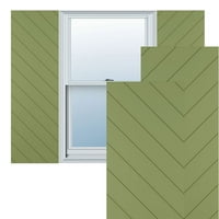 Ekena Millwork 15 W 73 H TRUE FIT PVC Diagonal Slat модерен стил фиксирани ролетни за монтирање, мов зелена
