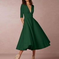 апсуј Формални Фустани За Жени V Вратот Секси Цврсти Фустани Со Кратки Ракави Зелена Големина 2XL