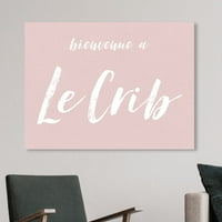 Пистата авенија типографија и цитати wallидни уметности платно печати „le crib“ патувања и изреки - розова, бела боја