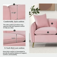 Aukfa 77,5 модерна кадифена тросед за мебел за дневна соба сет стан - перници - розова