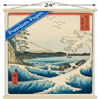 Хирошиге-Морето На Сата Ѕид Постер Со Дрвена Магнетна Рамка, 22.375 34